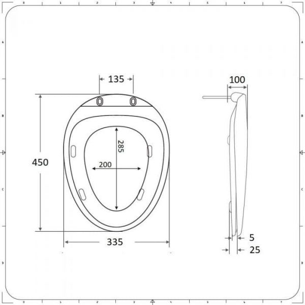 Abattant WC Duroplast Langtree Avec Frein de Chute - Dimension