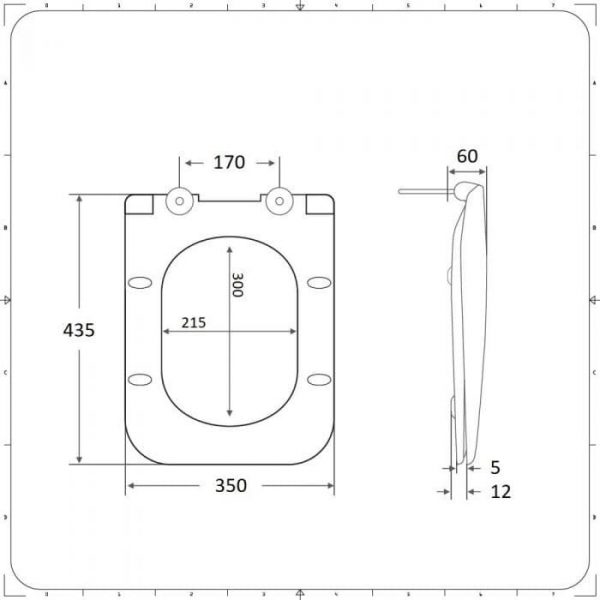 Abattant WC Duroplast Sandford Déclipsable - Dimensions