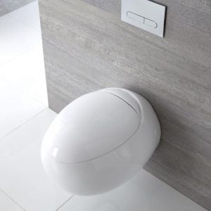 Cuvette WC suspendu ronde avec abattant à fermeture douce