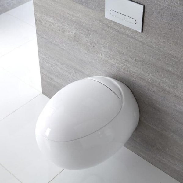 Cuvette WC suspendu ronde avec abattant à fermeture douce – Blanc – Langtree - Exposition