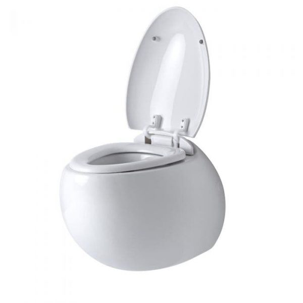 Cuvette WC suspendu ronde avec abattant à fermeture douce – Blanc – Langtree - Lunette