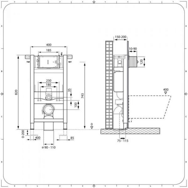 Ensemble lavabo suspendu et pack WC sans bride suspendu - Ashbury - Raccordements