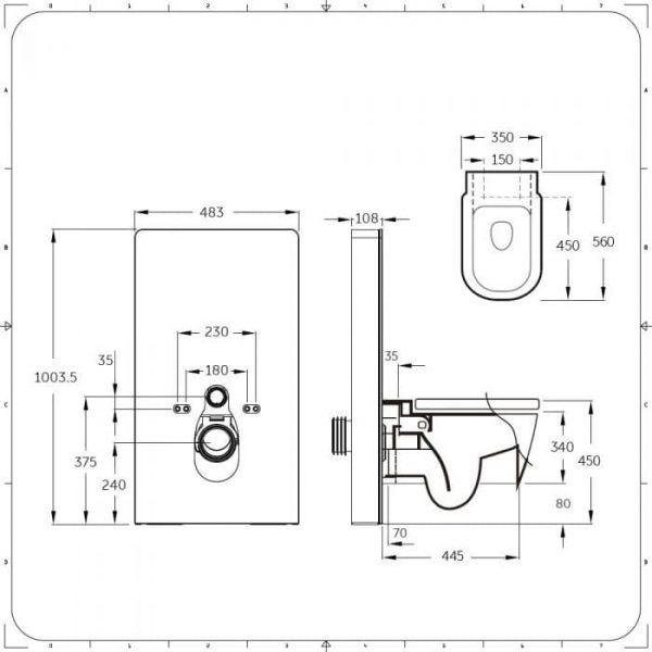 Meuble avec WC Nox – Noir – 50 cm - Saru - Dimension