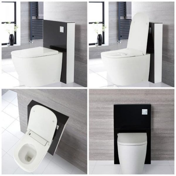 WC japonais Hirayu à poser avec meuble - 50 cm - Noir - Saru - Positionnement